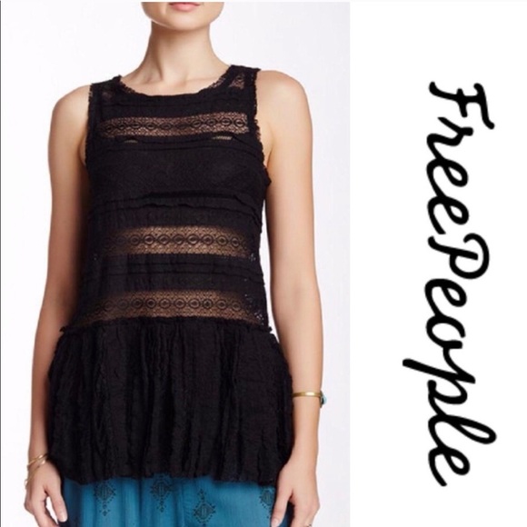 SOLD βοΈHP π Free People NWT Black Lace Tank - Picture 3 of 7